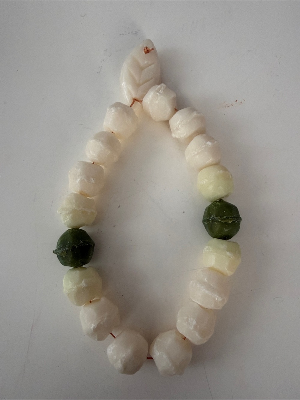 NWT Olive oil and essential oils- Handcrafted Cream and Green Beaded soap